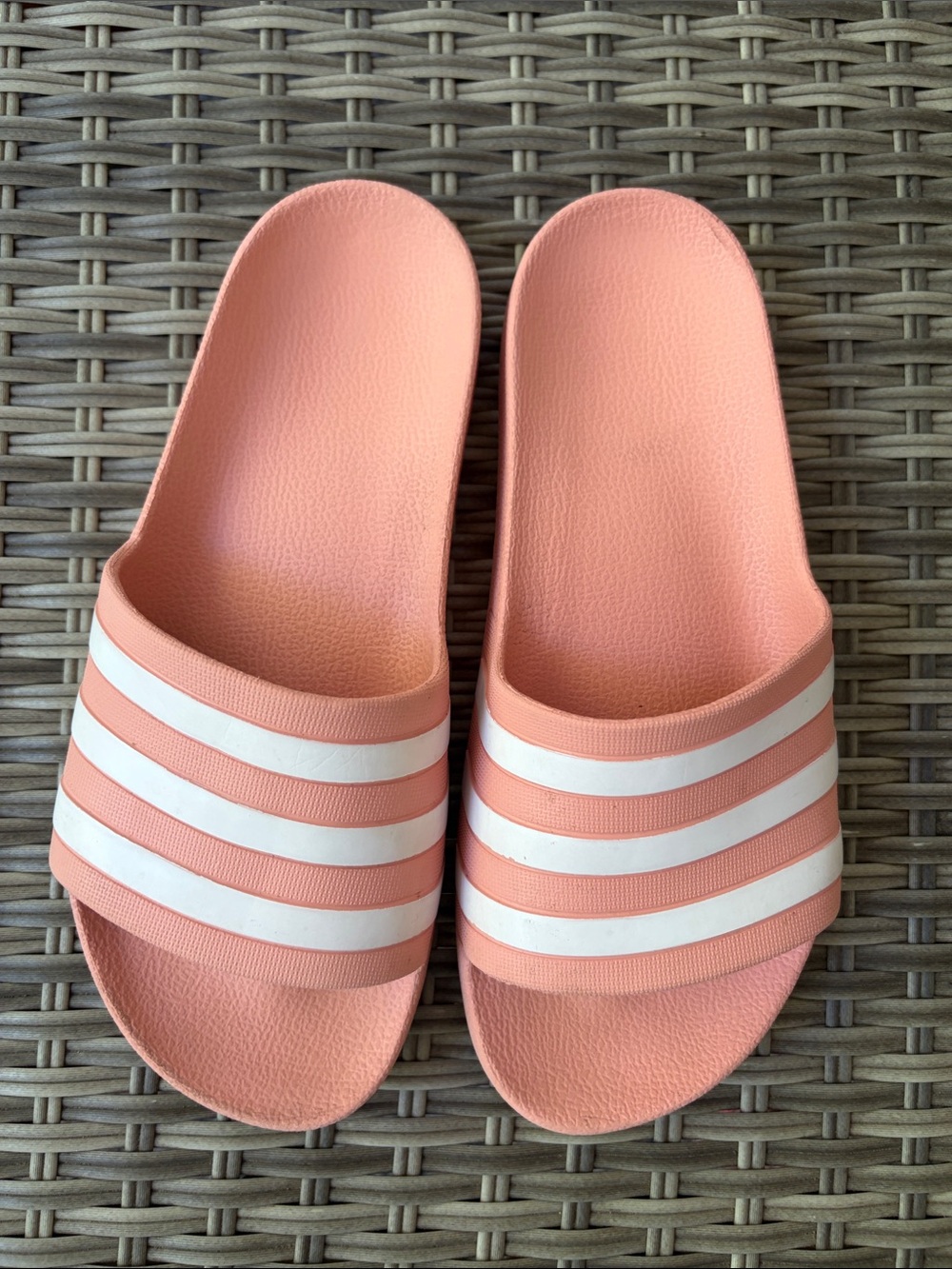 Adidas Women's Coral Slide Sandals with White Stripes
